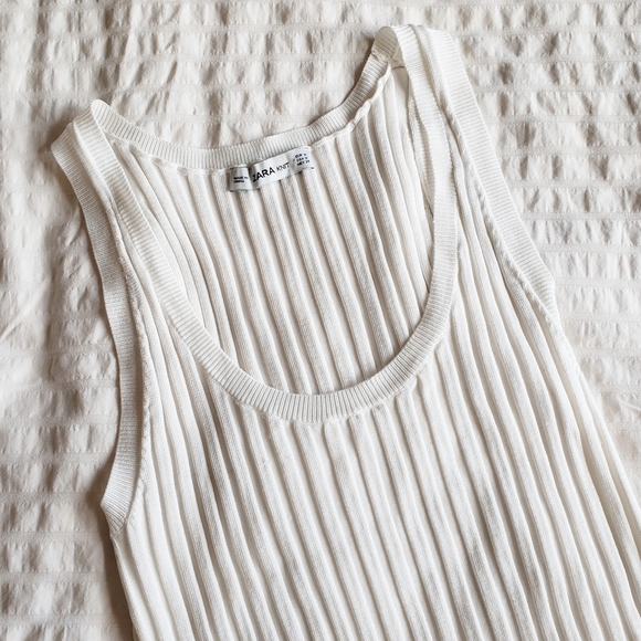 Zara White Ribbed Tank Top - Picture 2 of 3